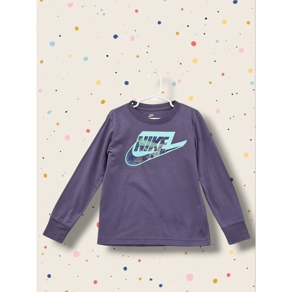 Nike The Nike Tee Graphic Logo Long Sleeve Cotton Blend Shirt Kids Size 6 M